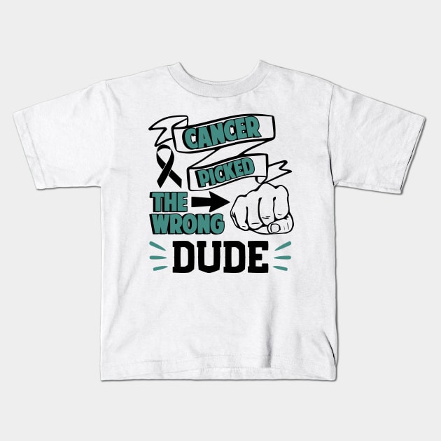 Cancer Picked The Wrong Dude Kids T-Shirt by Mesyo